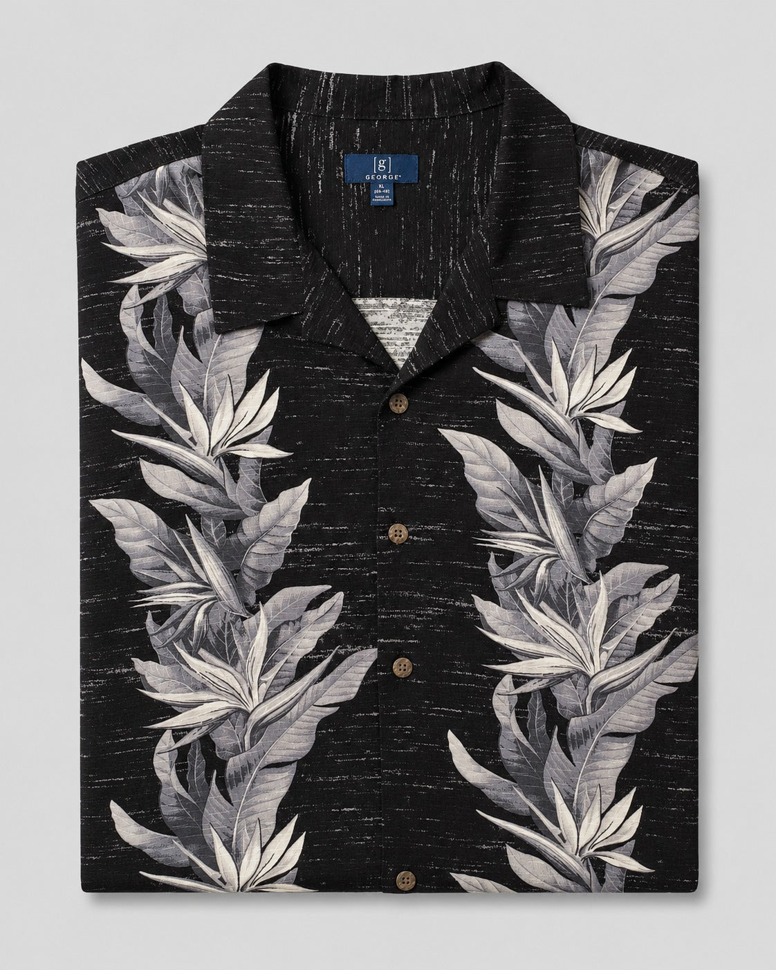George Men's Hawaii Shirt Botanical Floral Print 100% Rayon