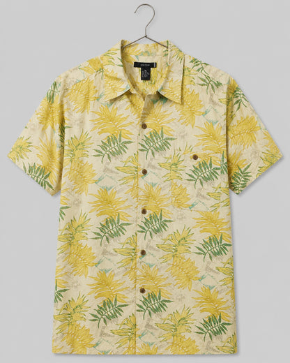 Visitor Hawaii Button Up Shirt Tropical Palm Leaf Print
