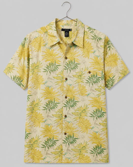 Visitor Hawaii Button Up Shirt Tropical Palm Leaf Print