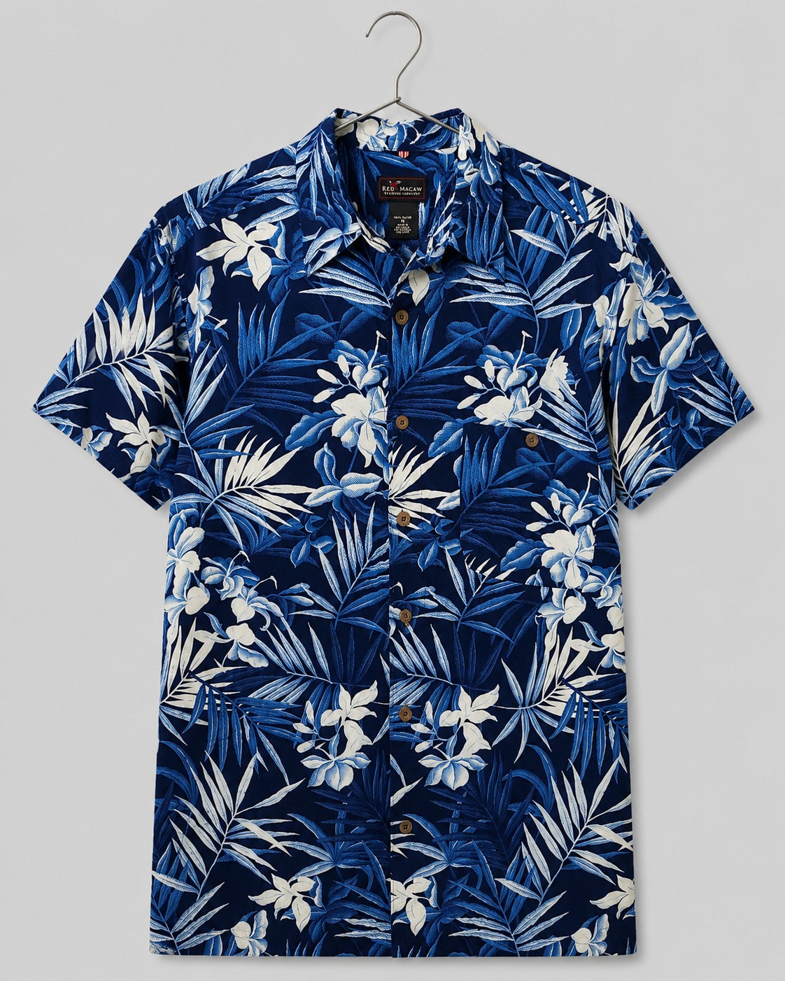 Red Macaw Hawaii Shirt Tropical Floral 100% Rayon
