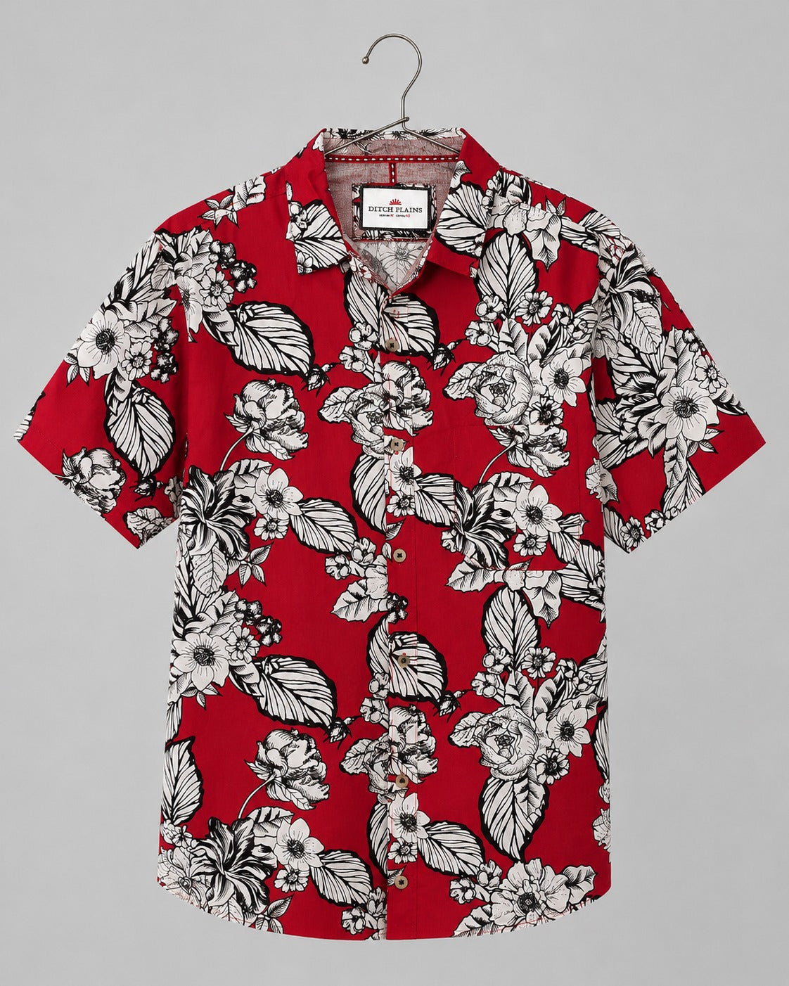 Ditch Plains Men's Shirt 100% Cotton Hawaii Pattern