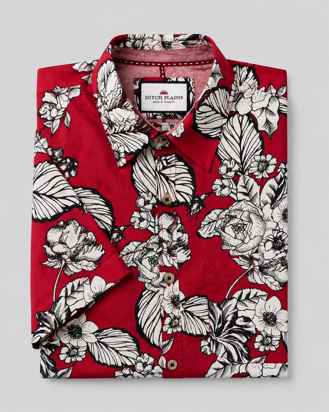 Ditch Plains Men's Shirt 100% Cotton Hawaii Pattern