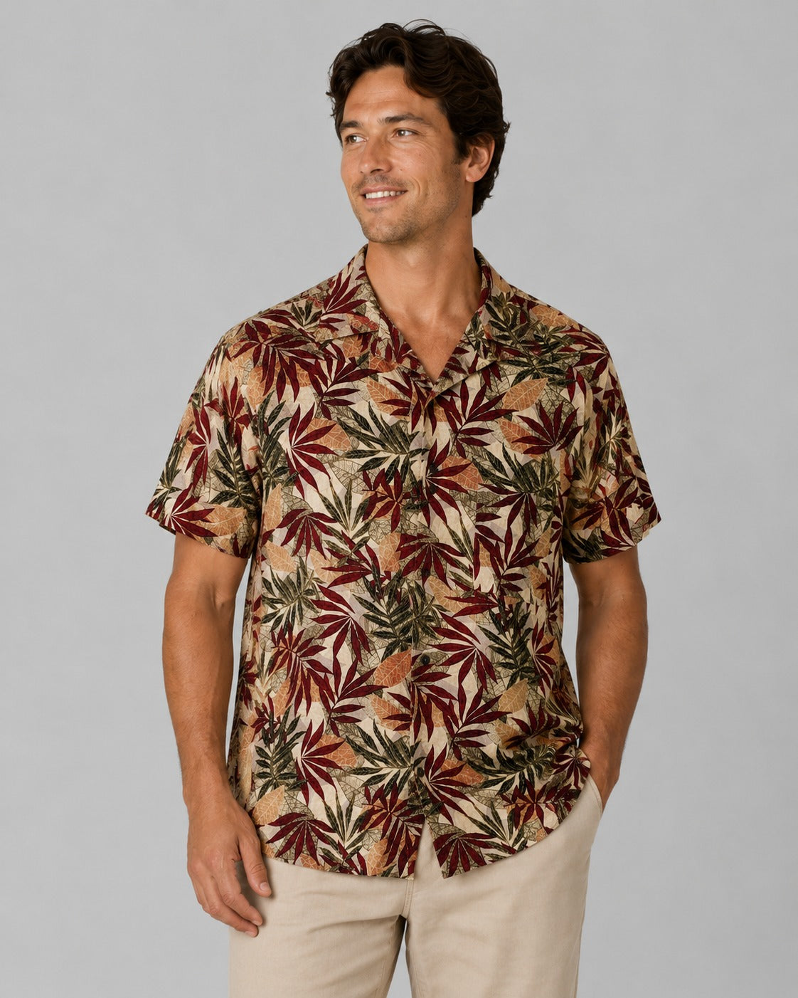 Crazy Horse Hawaii Shirt Botanical Print 100% Rayon