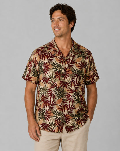 Crazy Horse Hawaii Shirt Botanical Print 100% Rayon