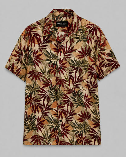 Crazy Horse Hawaii Shirt Botanical Print 100% Rayon