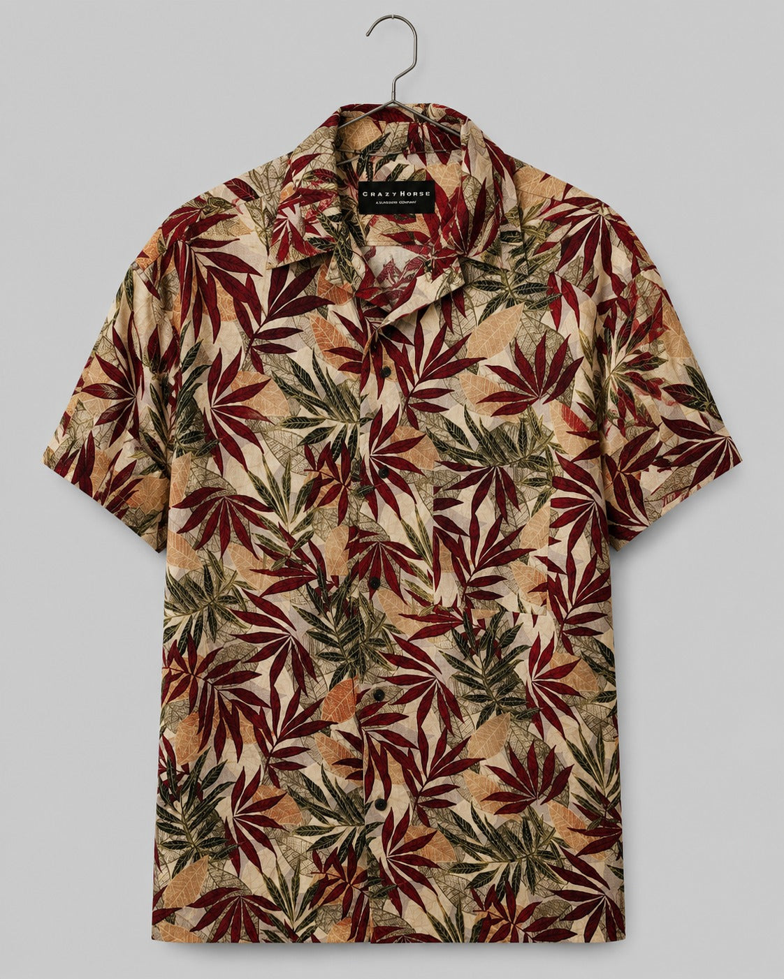 Crazy Horse Hawaii Shirt Botanical Print 100% Rayon