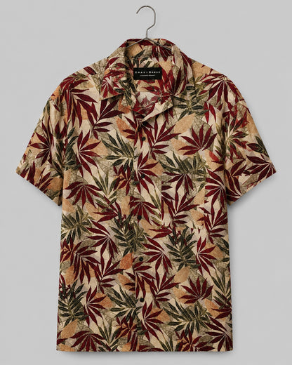Crazy Horse Hawaii Shirt Botanical Print 100% Rayon