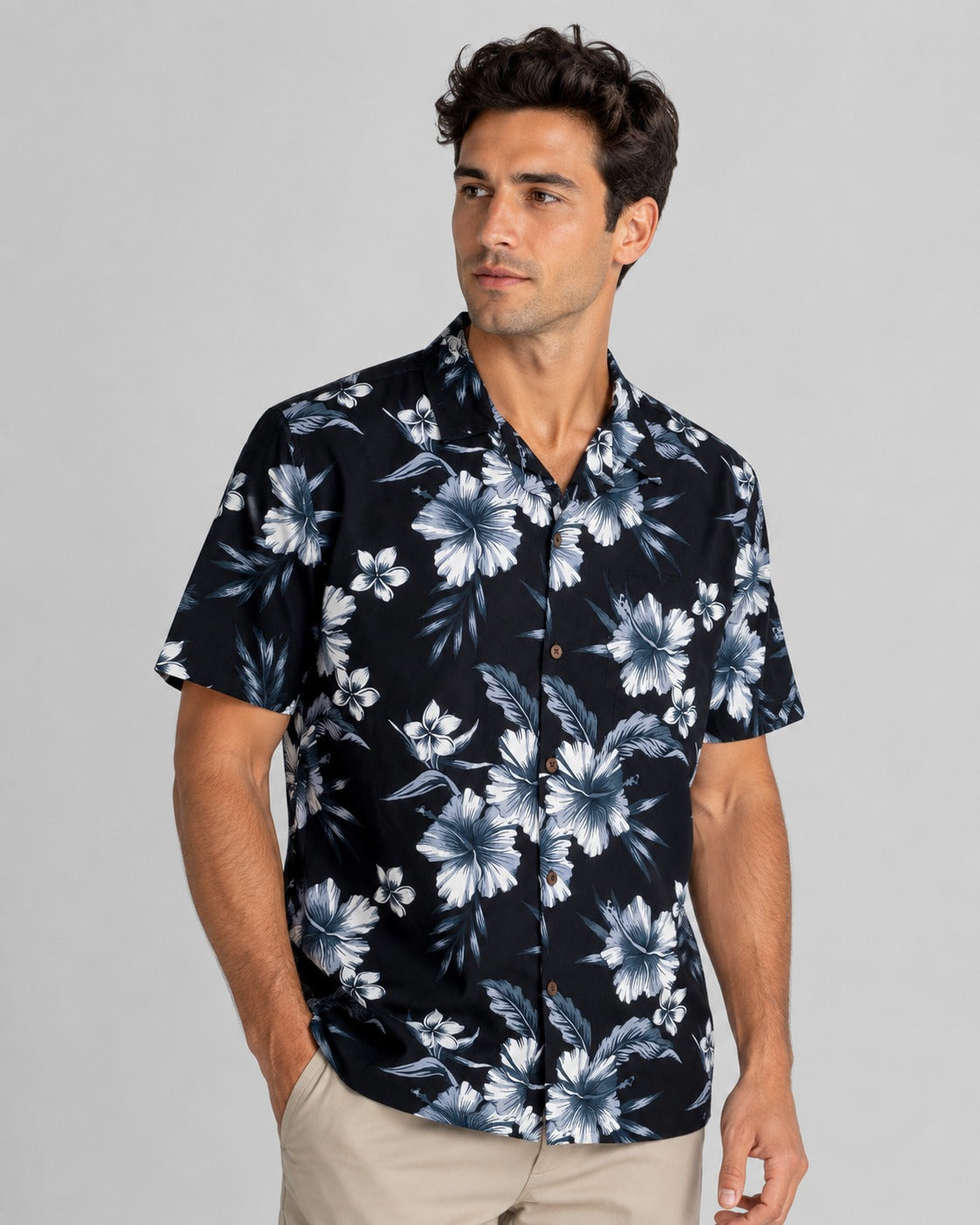 Hawaii Hangover Black Floral Shirt Half Sleeve
