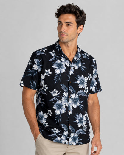 Hawaii Hangover Black Floral Shirt Half Sleeve