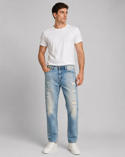 Diesel Darron Jeans Light Blue Washed Rip & Faded Patches