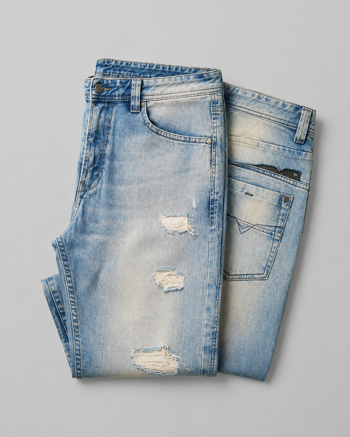 Diesel Darron Jeans Light Blue Washed Rip & Faded Patches