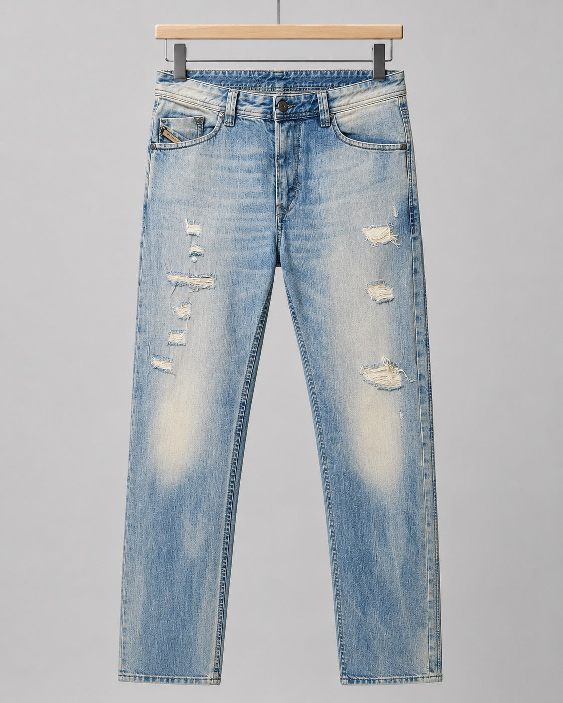 Diesel Darron Jeans Light Blue Washed Rip & Faded Patches