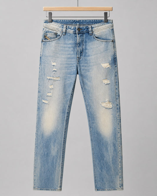 Diesel Darron Jeans Light Blue Washed Rip & Faded Patches