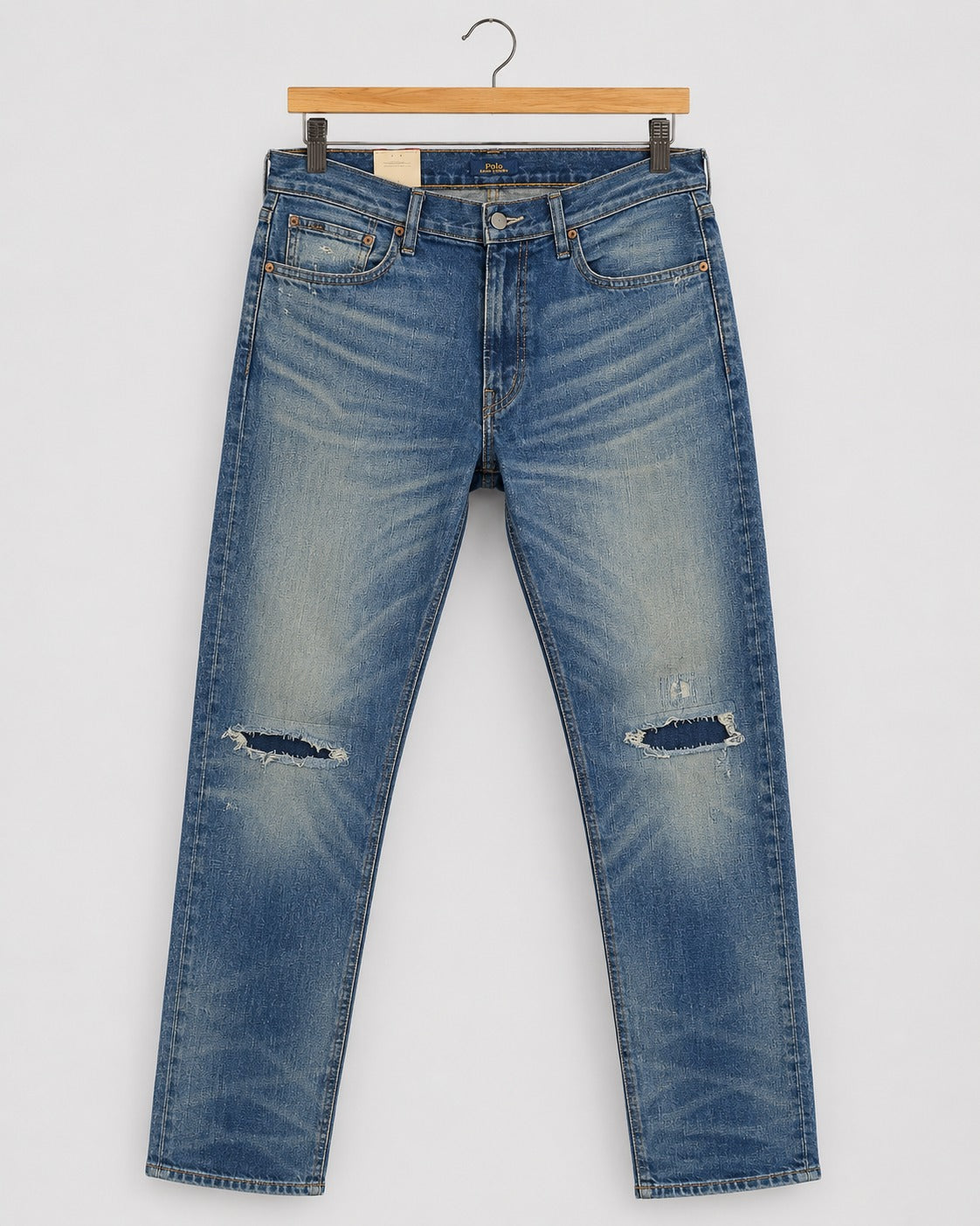 Ralph Lauren Light Wash With Heavy Fading Dark Patches Denim