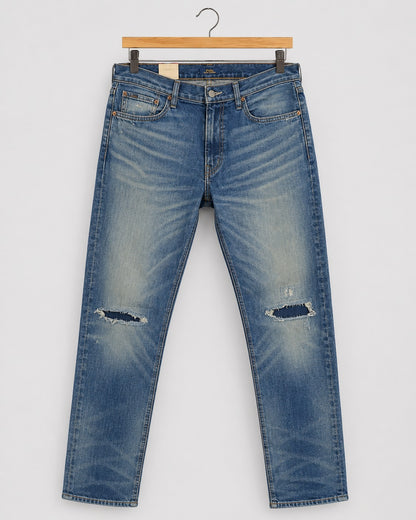 Ralph Lauren Light Wash With Heavy Fading Dark Patches Denim
