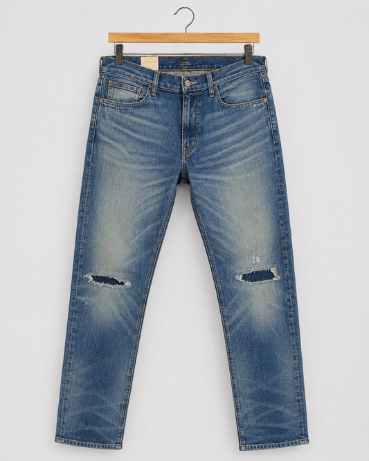 Ralph Lauren Light Wash With Heavy Fading Dark Patches Denim