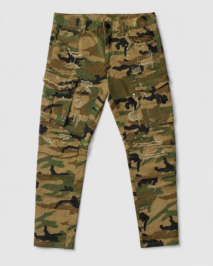 Smoke Rise Rip & Repair Cargo Pants Woodland Camo Pattern