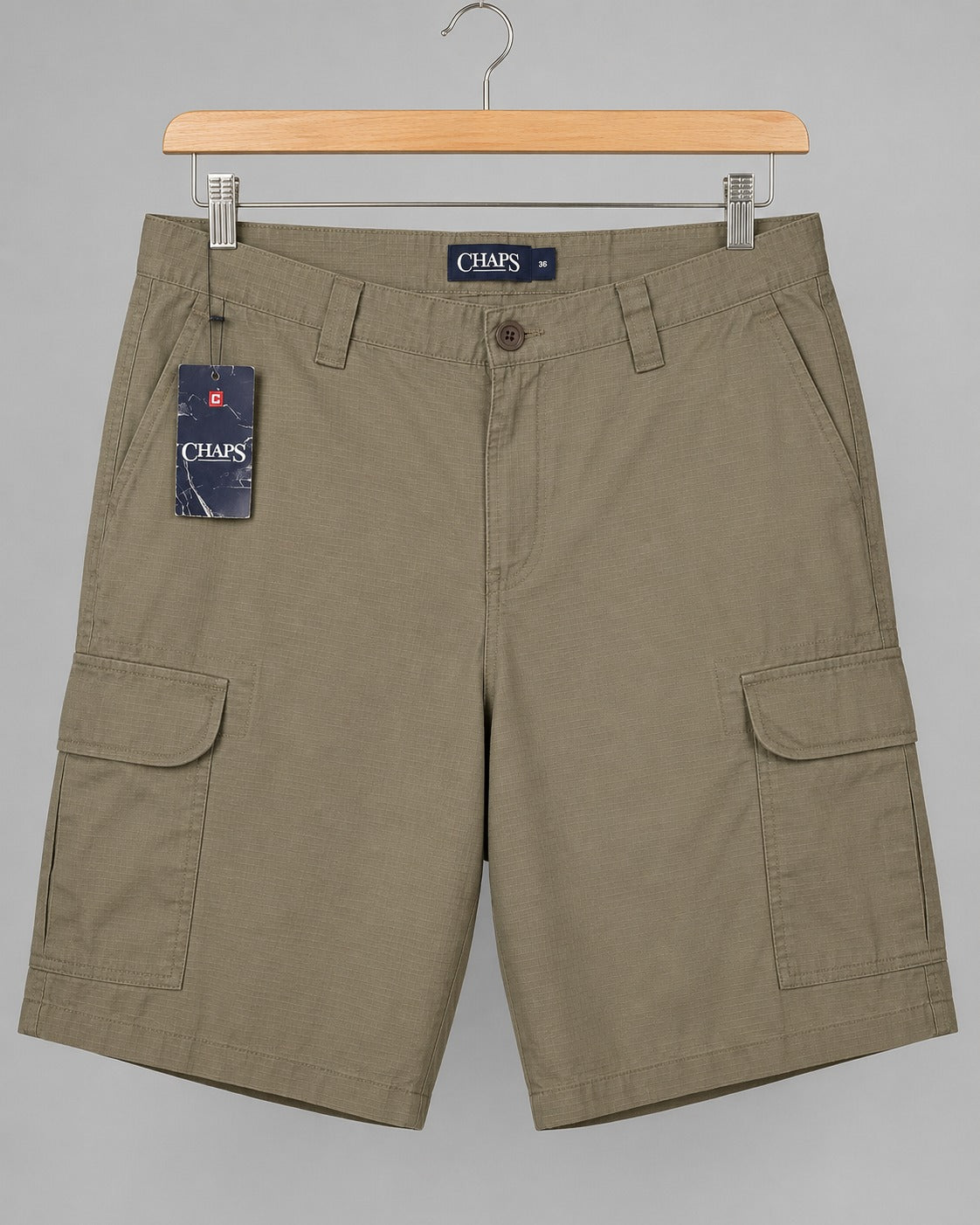 Chaps Men's Cargo Short Checked Pattern Multiple Utility Pockets